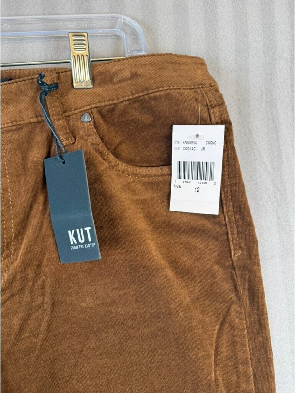 KUT from the Kloth Diana Fab AB Skinny High Rise Corduroy Pants in Cognac, Sz 12 - Picture 2 of 9